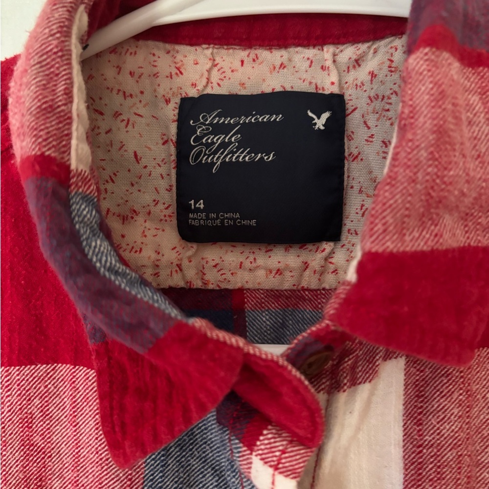 American Eagle Red and Blue Plaid Shirt